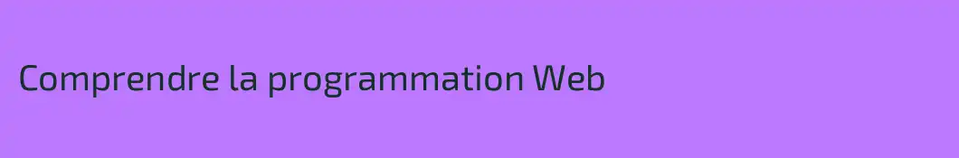 Comprendre la programmation Web